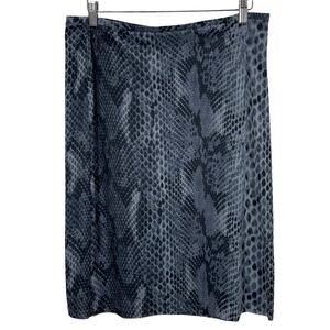 Vintage 90s Express Grey Blue Animal Print Straight Knee Length Skirt ; Large